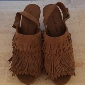 Lucky brand sandals.  Suede with fringe.